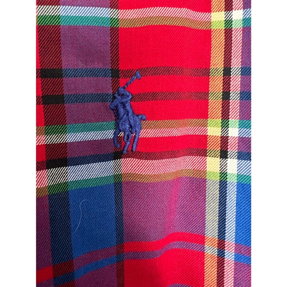 Ralph Lauren Button Down Shirt Long Sleeve Classic Fit Lightweight Red Plaid XLT - Picture 3 of 9